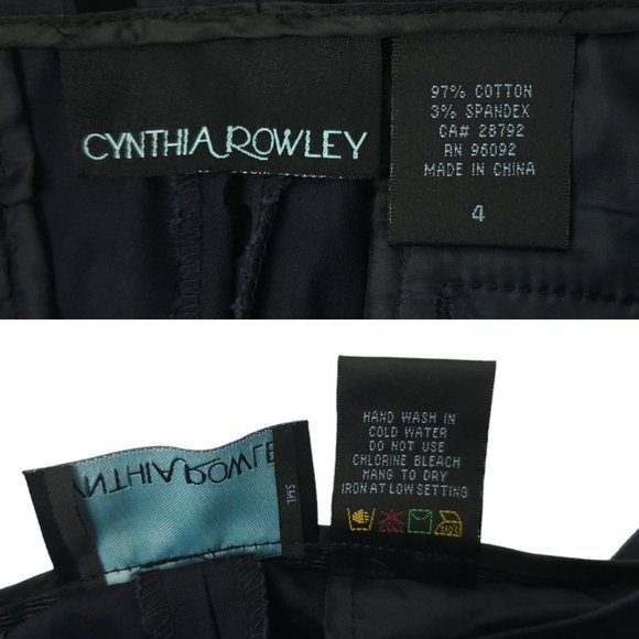 Cynthia Rowley Polka Dot Pants Womens Size 4 Low Rise Ankle Length Blue Black - Picture 7 of 11